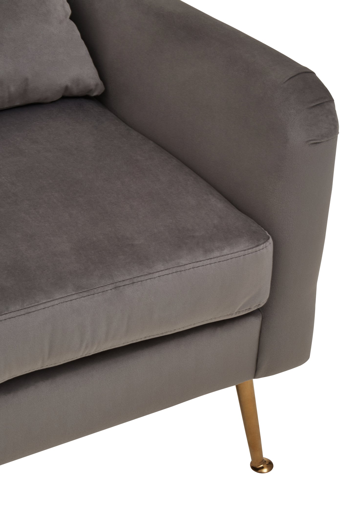 Doucat Grey Velvet Chair With Gold Finish Legs