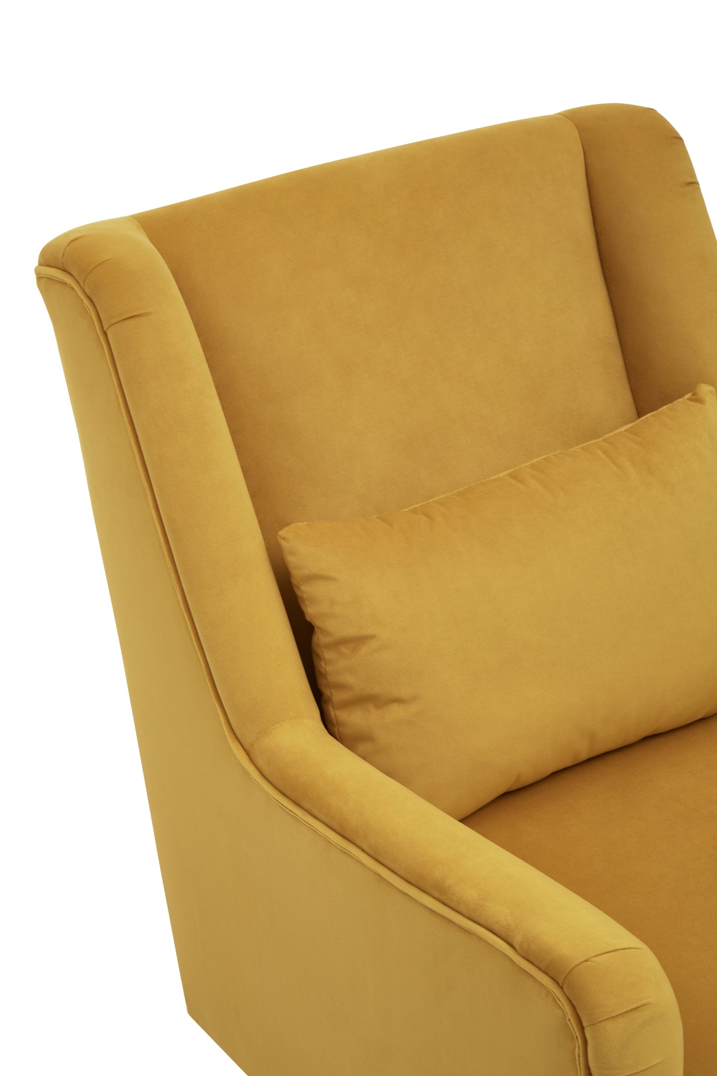 Doucat Yellow Velvet Chair With Gold Finish Legs