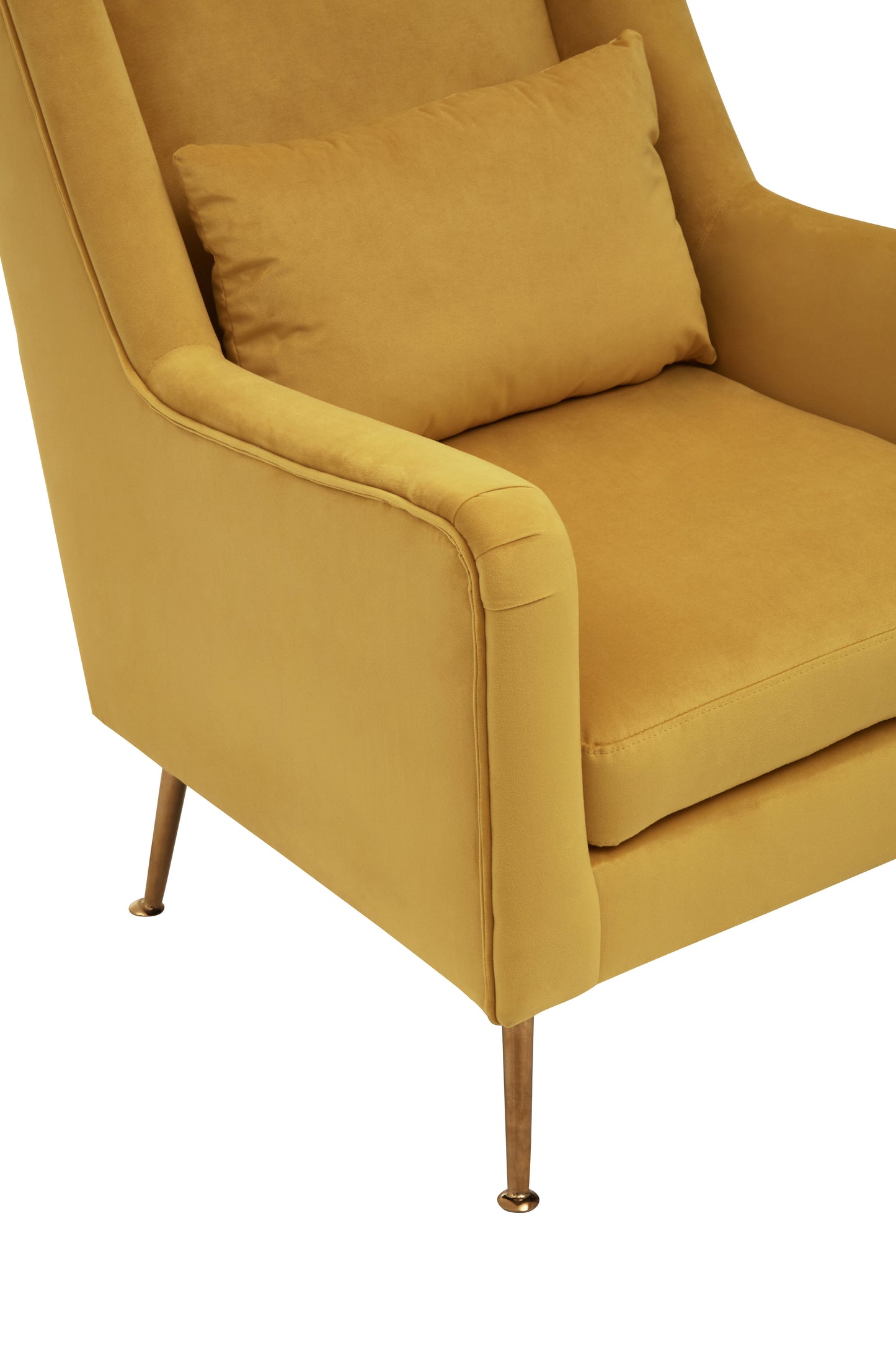 Doucat Yellow Velvet Chair With Gold Finish Legs