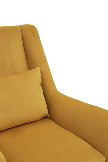 Doucat Yellow Velvet Chair With Gold Finish Legs