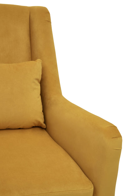 Doucat Yellow Velvet Chair With Gold Finish Legs