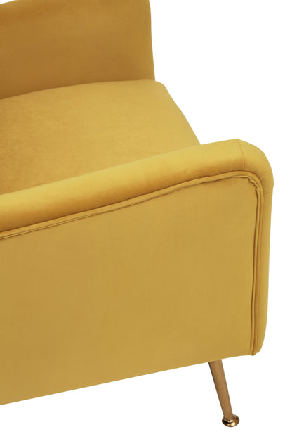 Doucat Yellow Velvet Chair With Gold Finish Legs