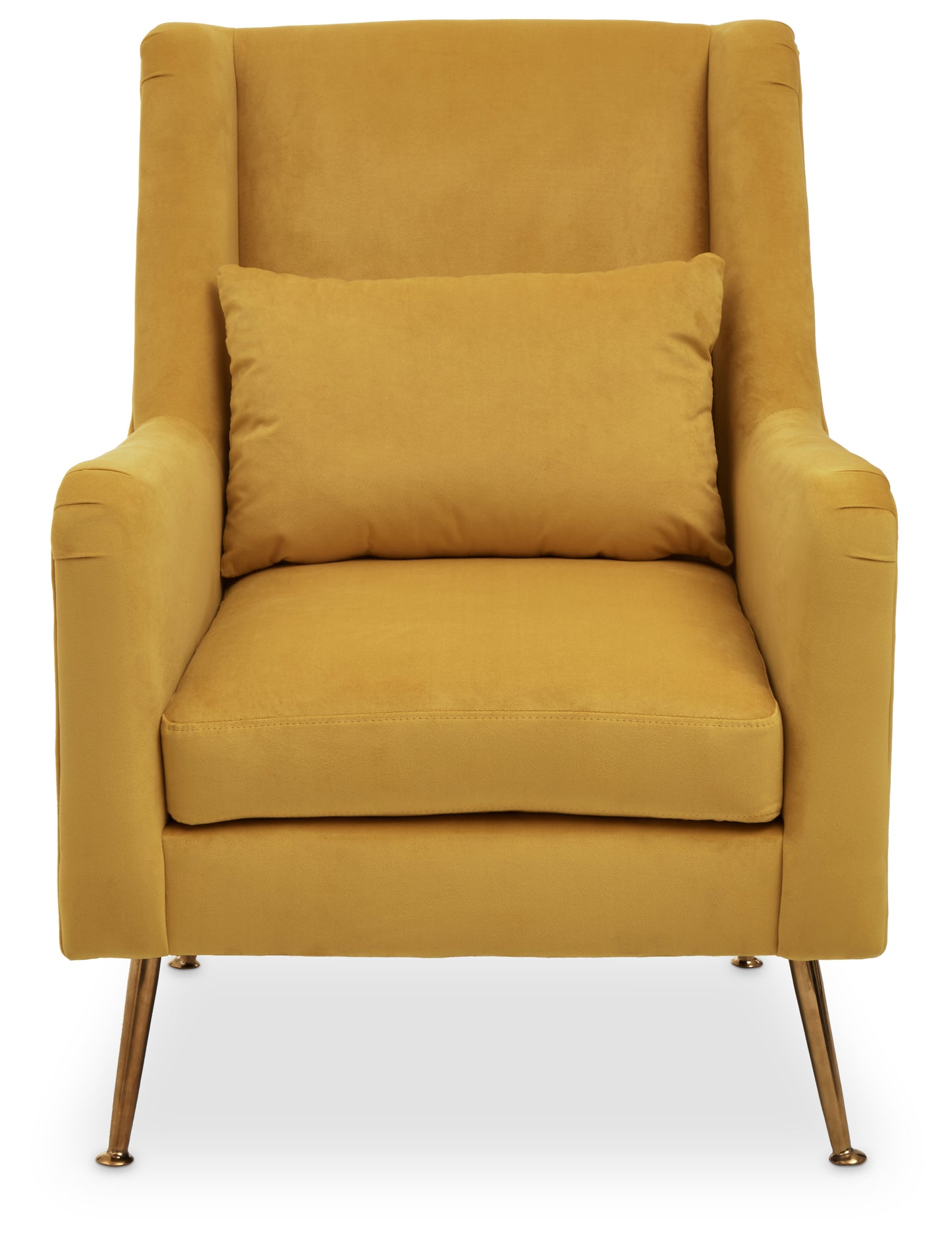 Doucat Yellow Velvet Chair With Gold Finish Legs