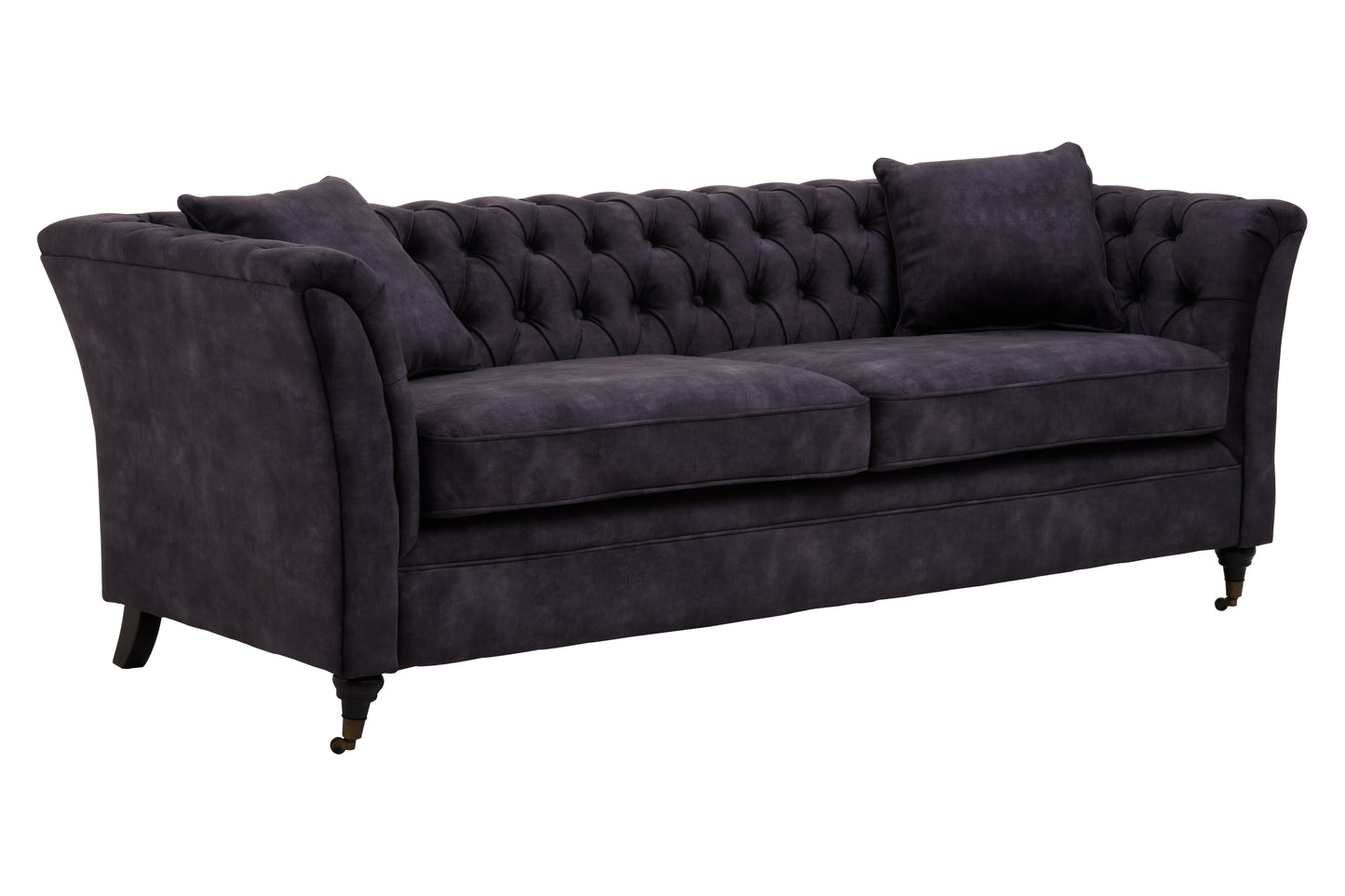 Sabina Three Seat Grey Velvet Sofa