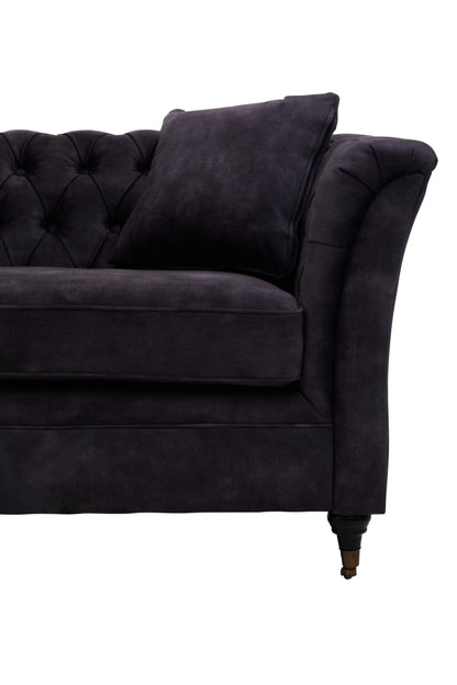 Sabina Three Seat Grey Velvet Sofa