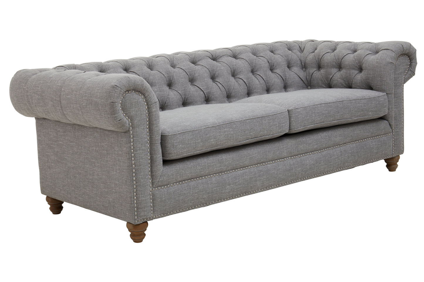 Steller Three Seat Grey Linen Sofa