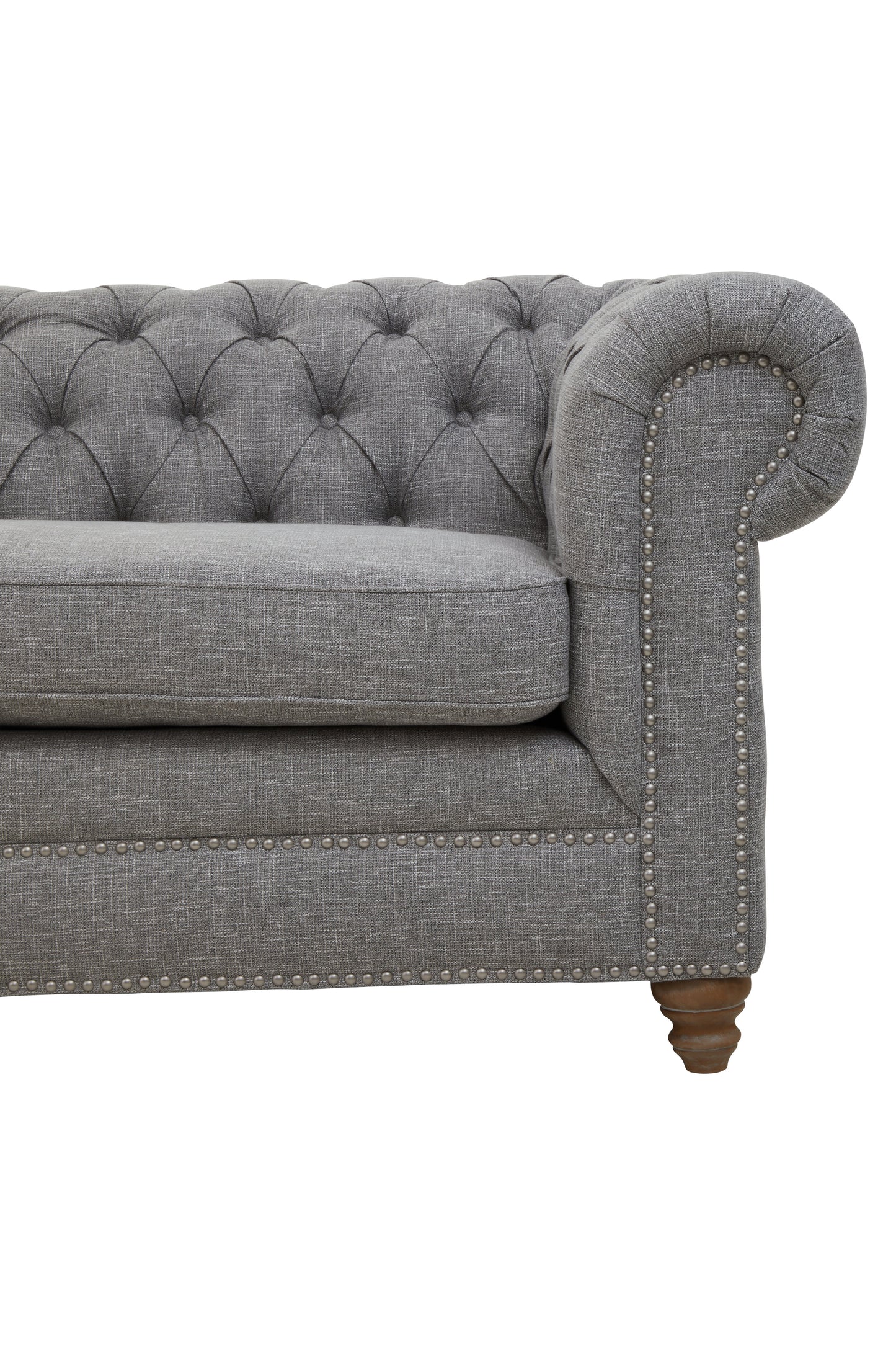 Steller Three Seat Grey Linen Sofa