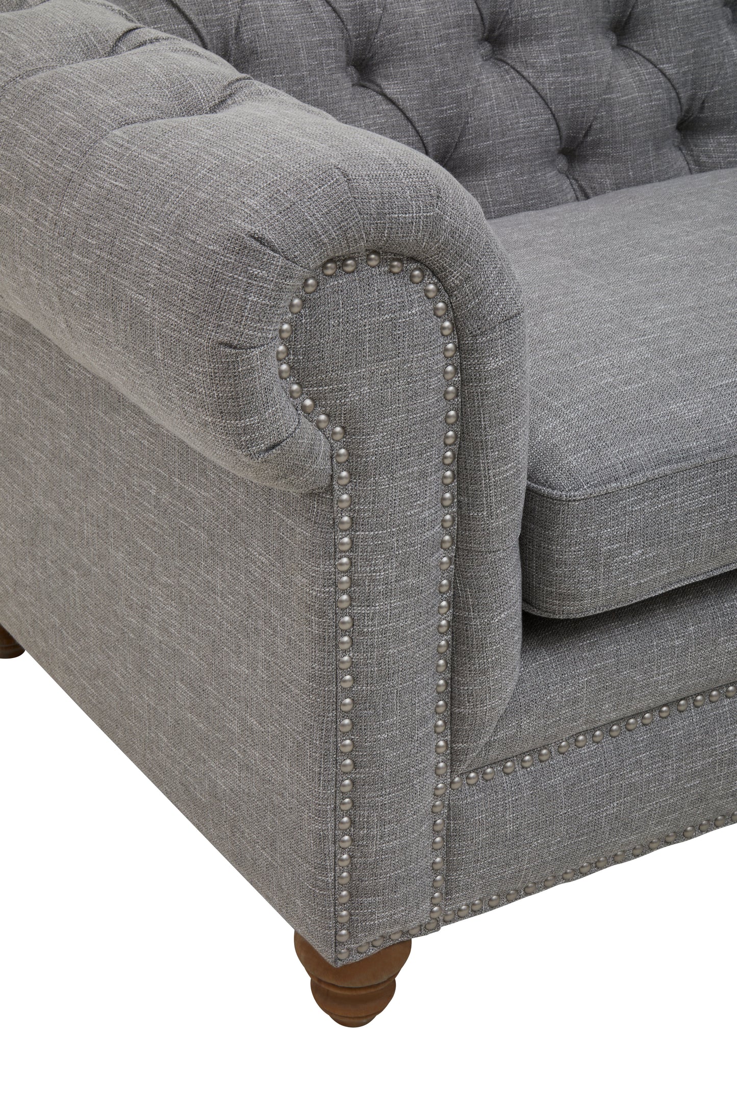 Steller Three Seat Grey Linen Sofa