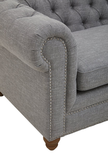 Steller Three Seat Grey Linen Sofa