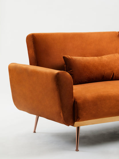 Hatten Burnt Orange Velvet Sofa Bed