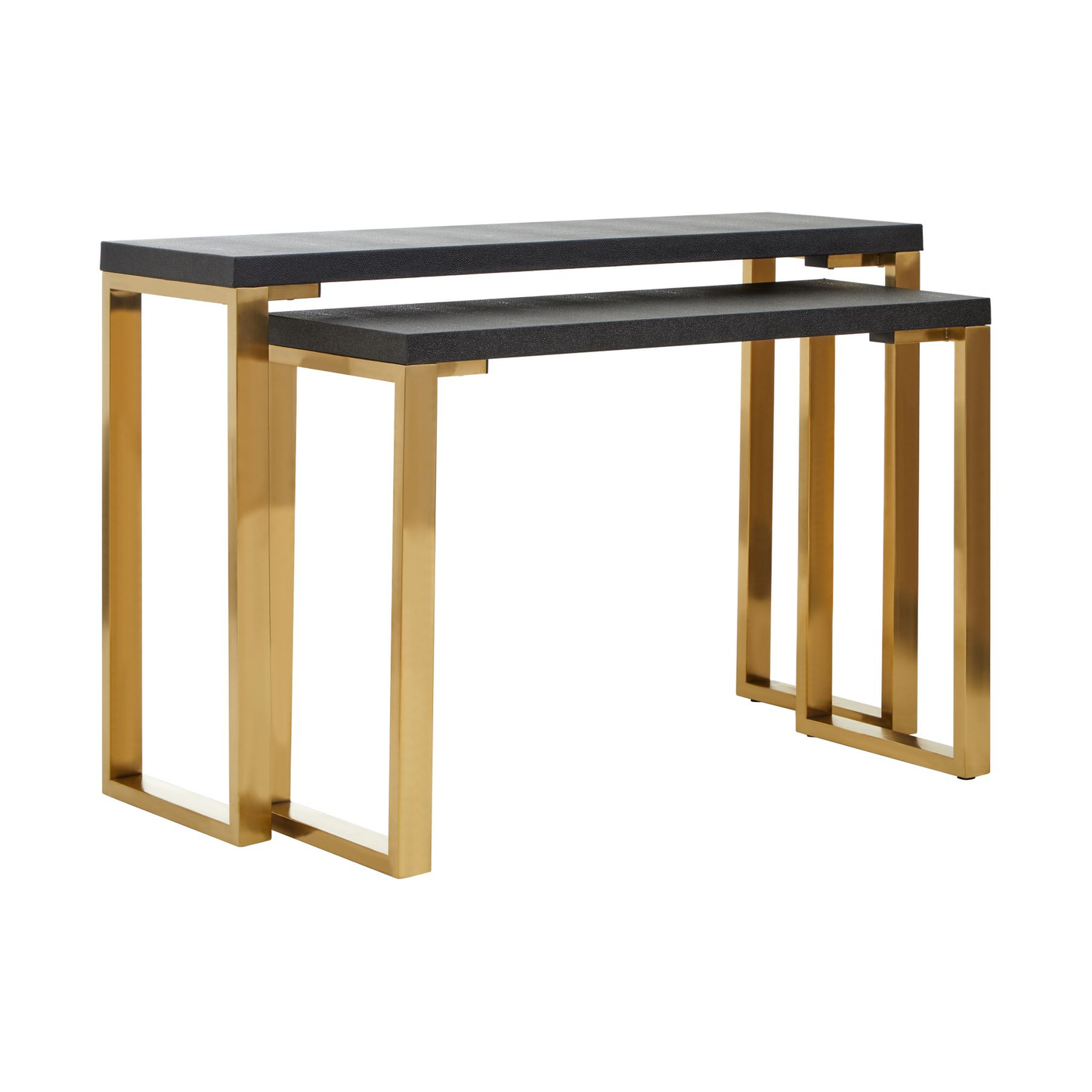 Doba Set Of 2 Black Shagreen Console Tables