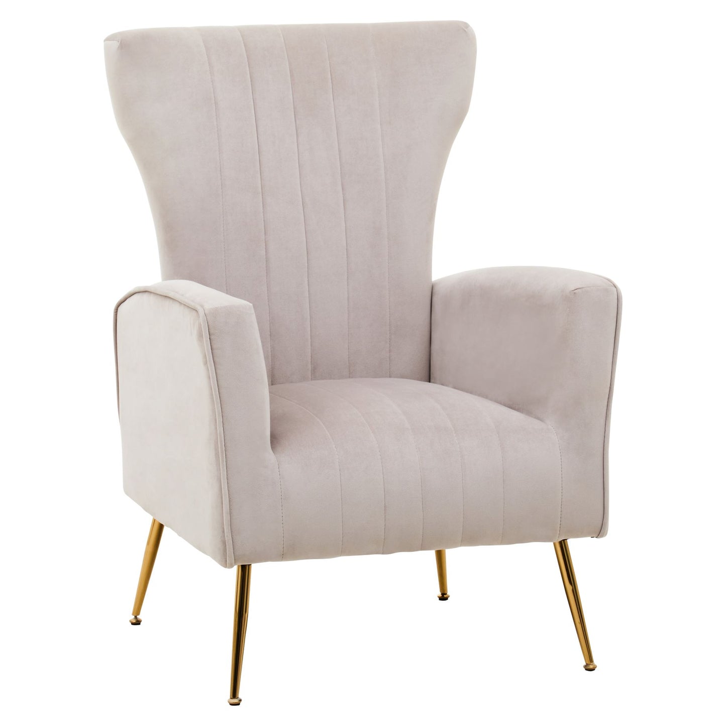 Samora Mink Velvet Accent Chair With Gold Finish Legs