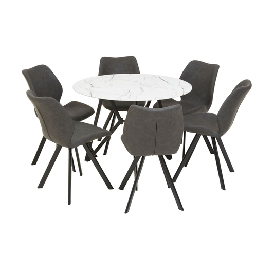 West Round Grey Dining Set