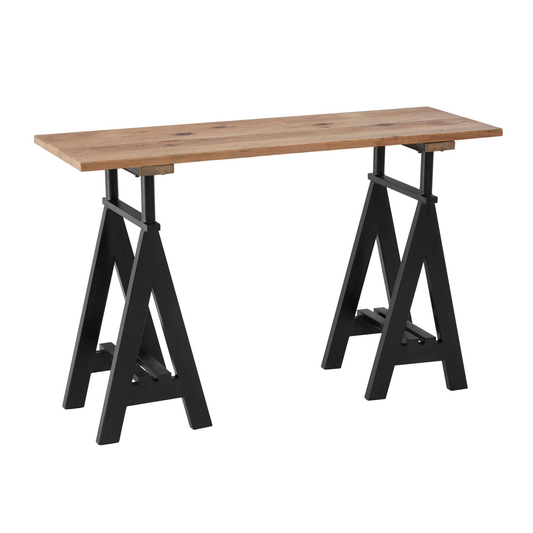 Hample Pine Wood And Iron Console Table