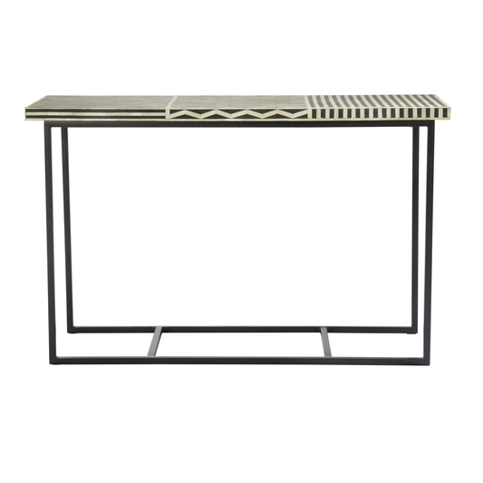 Boho Pattern Metal Base Console Table