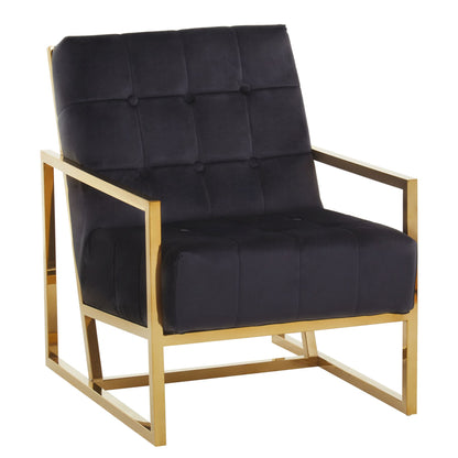 Lana Black Velvet Chair With Gold Frame