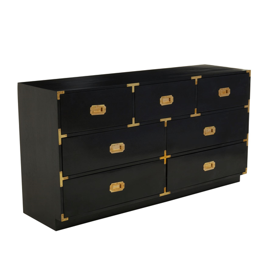 Sarta Seven Drawer Black Mango Wooden Chest