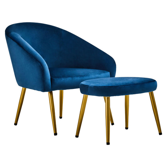 Jasmeen Midnight Blue Chair And Footstool