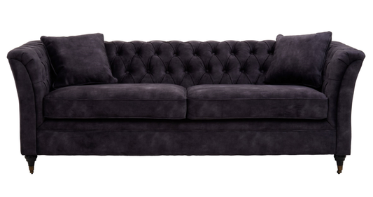 Sabina Three Seat Grey Velvet Sofa