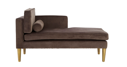 Lux Grey Velvet And Left Arm Chaise Longue