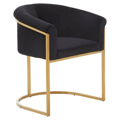 Voge Black Velvet And Matte Gold Dining Chair