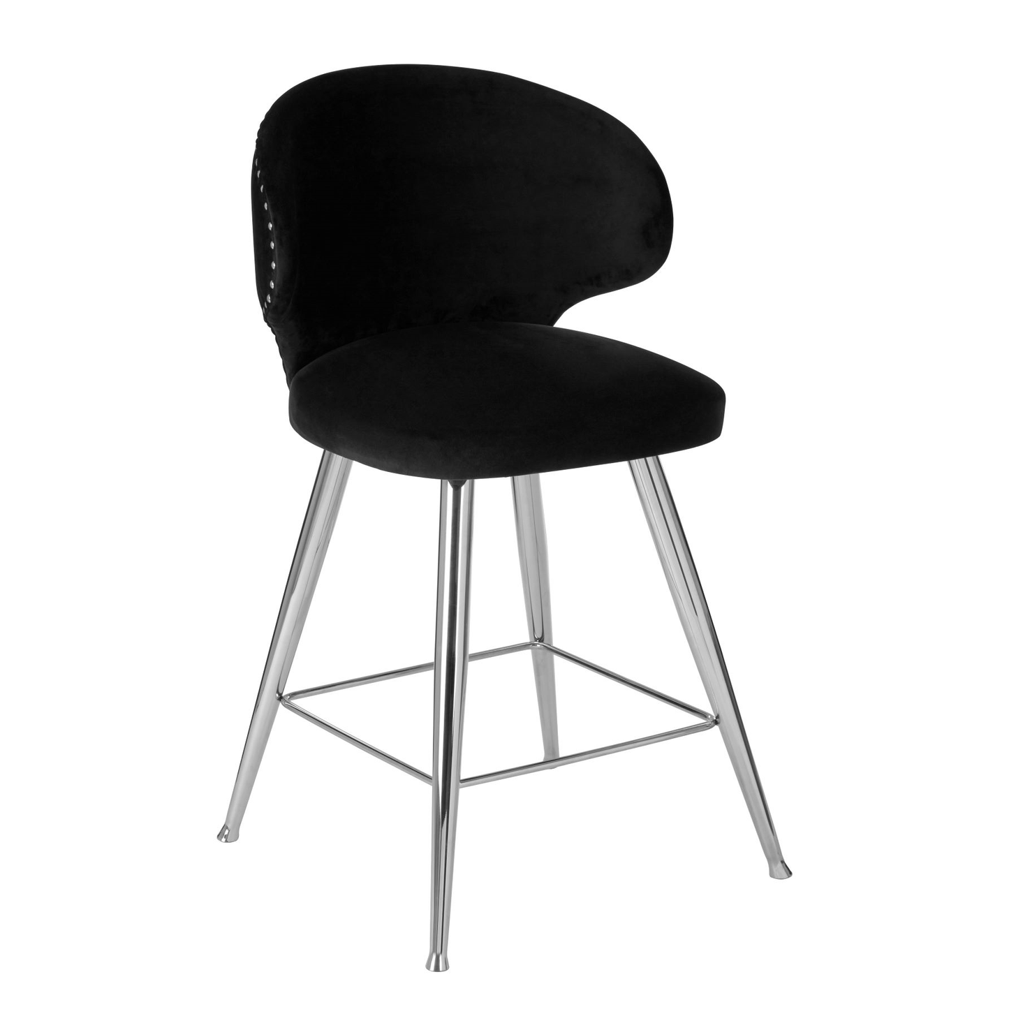 Pier Black Velvet Bar Stool