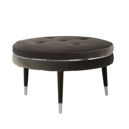 Manha S Black Velvet Footstool