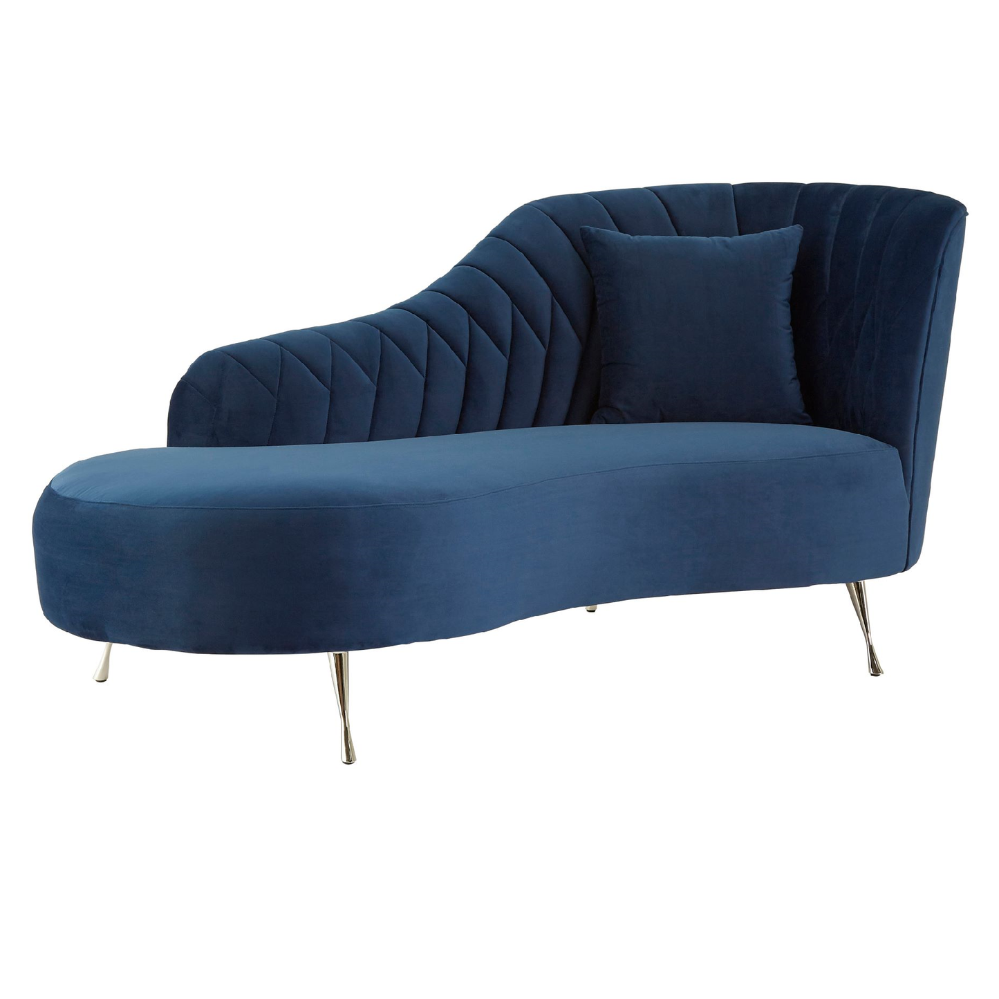 Rena Dark Blue Velvet Right Arm Chaise Longue