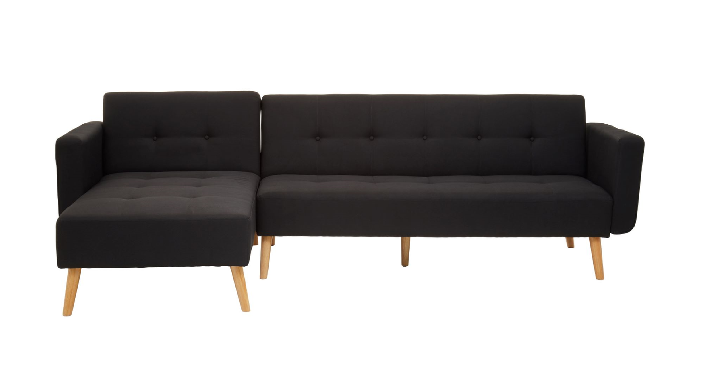 Hansal Hagen Black Large Corner Sofa Bed