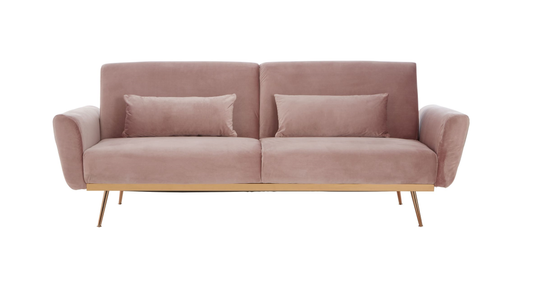 Hattom Pink Velvet Sofa Bed