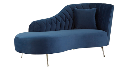 Rena Dark Blue Velvet Right Arm Chaise Longue