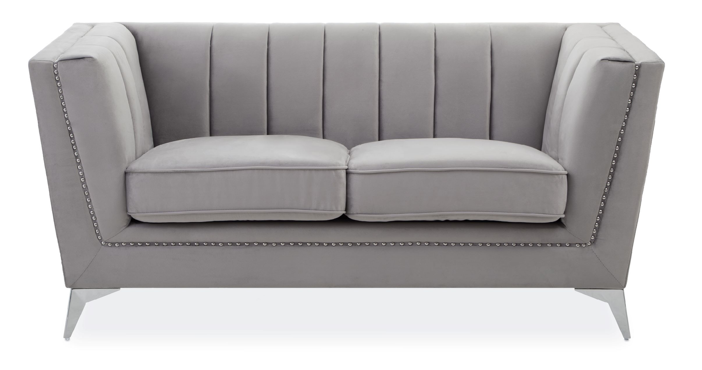 Hanser Two Seat Grey Velvet Sofa