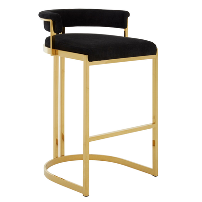 Pier Black Velvet And Gold Bar Stool