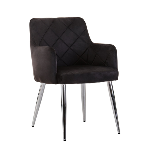 Tamzi Black Velvet Splayed Dining Chair